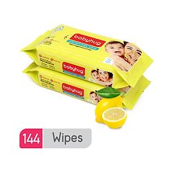 Babyhug Premium Baby Lemon Wipes Pack of 2 - 144 Pieces