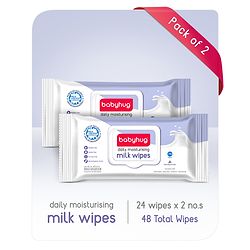 Babyhug Daily Moisturising Milk Wipes Travel Pack of 2 - 24 Pieces each