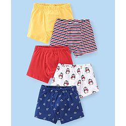 Babyhug 100% Cotton Knit Penguin Printed Trunk Pack of 5 - Multicolour