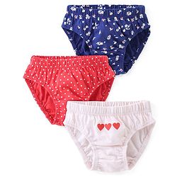 Babyhug 100% Cotton Antibacterial Panties Pack Of 3 - White & Pink & Navy Blue