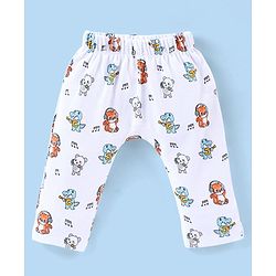 Babyhug Cotton Full Length Diaper Pants Stripes & Tiger Print Pack of 3- Blue Orange & White