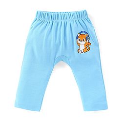 Babyhug Cotton Full Length Diaper Pants Stripes & Tiger Print Pack of 3- Blue Orange & White
