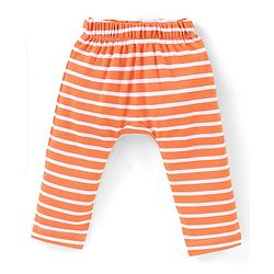 Babyhug Cotton Full Length Diaper Pants Stripes & Tiger Print Pack of 3- Blue Orange & White