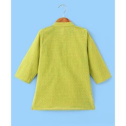 Babyhug Cotton Woven Full Sleeves Dobby Embroidery Kurta & Dhoti Set - Lime Green