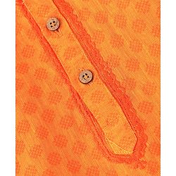 Babyhug 100% Cotton Woven Full Sleeves  Dobby  Kurta Pajama Set - Orange