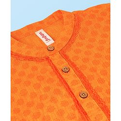 Babyhug 100% Cotton Woven Full Sleeves  Dobby  Kurta Pajama Set - Orange