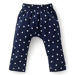 Babyhug Full Length Cotton Diaper Pants Heart Print Pack of 3 - Blue & Pink