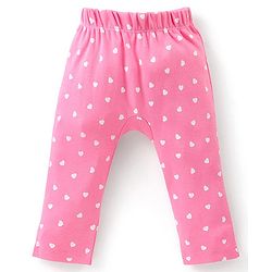 Babyhug Full Length Cotton Diaper Pants Heart Print Pack of 3 - Blue & Pink