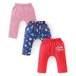 Babyhug Interlock Knit Full Length Diaper Leggings Stripes Design Pack of 3 -Multicolour
