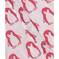 Babyhug 100% Cotton Woven Full Sleeves Penguin Printed Kurta Dhoti Set - Red & White