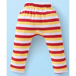 Babyhug Cotton Knit Full Length Diaper Pants Striped & Car Printed Pack of 3 - Multicolour