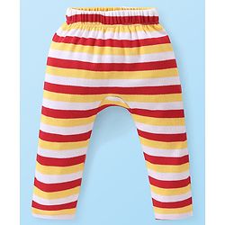 Babyhug Cotton Knit Full Length Diaper Pants Striped & Car Printed Pack of 3 - Multicolour