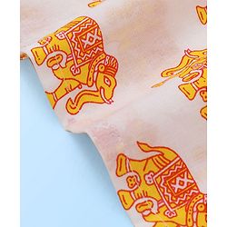 Babyhug Cotton Woven Full Sleeves Elephant Printed Kurta with Dhoti Set - White & Maroon