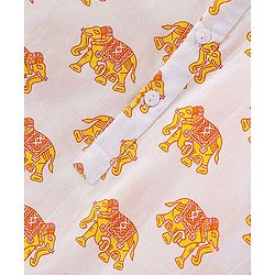 Babyhug Cotton Woven Full Sleeves Elephant Printed Kurta with Dhoti Set - White & Maroon