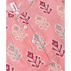 Babyhug Cotton Woven Full Sleeves Floral Printed Kurta & Dhoti Set - Pink & White