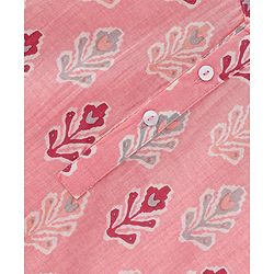 Babyhug Cotton Woven Full Sleeves Floral Printed Kurta & Dhoti Set - Pink & White
