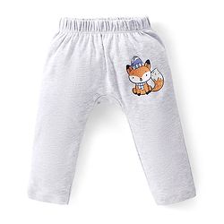 Babyhug Cotton Knit Full Length  Diaper Pants Striped & Fox Printed Pack of 3 - Grey & Blue