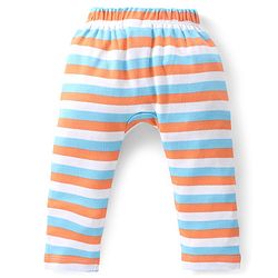 Babyhug Cotton Knit Full Length  Diaper Pants Striped & Fox Printed Pack of 3 - Grey & Blue