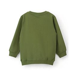 Babyhug Cotton Knit Full Sleeves Sweatshirt With Fox Print - Green