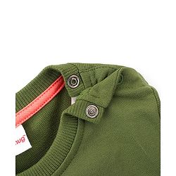 Babyhug Cotton Knit Full Sleeves Sweatshirt With Fox Print - Green