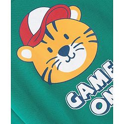 Babyhug Cotton Knit Full Sleeves Sweatshirt With Tiger Graphics- Green