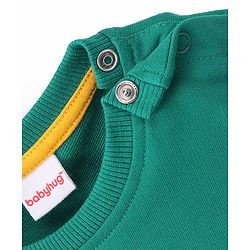 Babyhug Cotton Knit Full Sleeves Sweatshirt With Tiger Graphics- Green