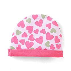 Babyhug 100% Cotton Knit Cap Mittens & Booties Heart Print Pink - Diameter 9 cm