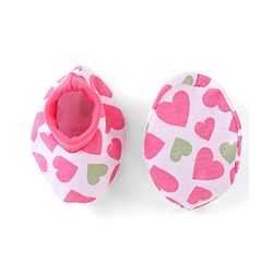 Babyhug 100% Cotton Knit Cap Mittens & Booties Heart Print Pink - Diameter 9 cm