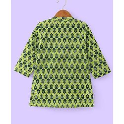 Babyhug Cotton Full Sleeves Floral Printed Kurta & Pyjama Set - Green