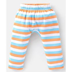 Babyhug Cotton Full Length Diaper Pants Striped & Vehicles Printed Pack of 3 - Blue & White
