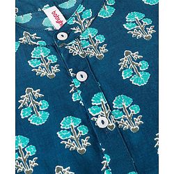 Babyhug Cotton Woven Full Sleeves Floral Printed Kurta & Dhoti Set - Indigo & White