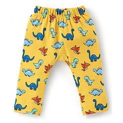 Babyhug Cotton Knit Full Length Diaper Leggings Dino Print Pack of 3 -Multicolour