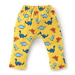 Babyhug Cotton Knit Full Length Diaper Leggings Dino Print Pack of 3 -Multicolour