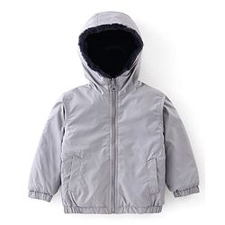 Babyhug Full Sleeves Solid Colored Reversible Jacket with Pockets - Silver