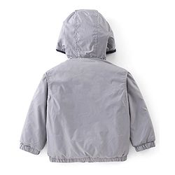 Babyhug Full Sleeves Solid Colored Reversible Jacket with Pockets - Silver