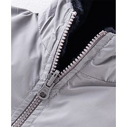 Babyhug Full Sleeves Solid Colored Reversible Jacket with Pockets - Silver
