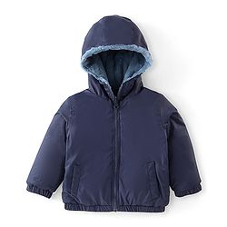 Babyhug Full Sleeves Solid Colored Reversible Jacket with Pockets - Navy