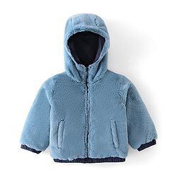 Babyhug Full Sleeves Solid Colored Reversible Jacket with Pockets - Navy