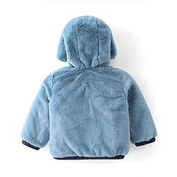 Babyhug Full Sleeves Solid Colored Reversible Jacket with Pockets - Navy