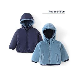 Babyhug Full Sleeves Solid Colored Reversible Jacket with Pockets - Navy