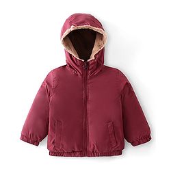 Babyhug Full Sleeves Solid Colored Reversible Jacket with Pockets - Wine