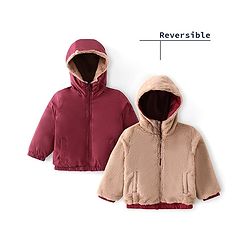 Babyhug Full Sleeves Solid Colored Reversible Jacket with Pockets - Wine