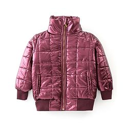 Babyhug Full Sleeves Solid Colour High Neck Padded Jacket - Maroon
