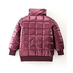 Babyhug Full Sleeves Solid Colour High Neck Padded Jacket - Maroon
