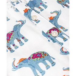 Babyhug 100% Cambric Full Sleeve Elephant Printed Kurta With Solid Dhoti Set - White & Navy