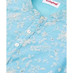 Babyhug 100% Cotton Knit Full Sleeve Embroidered Kurta & Dhoti Set - Auqa Blue