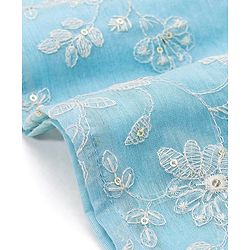 Babyhug 100% Cotton Knit Full Sleeve Embroidered Kurta & Dhoti Set - Auqa Blue