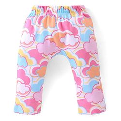 Babyhug Cotton Knit Full Length Diaper Pants Stars Printed Pack of 3 - Pink & Yellow