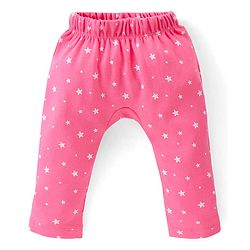 Babyhug Cotton Knit Full Length Diaper Pants Stars Printed Pack of 3 - Pink & Yellow