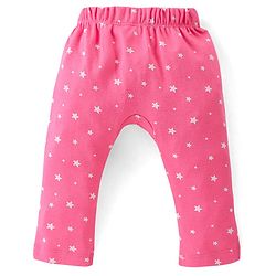 Babyhug Cotton Knit Full Length Diaper Pants Stars Printed Pack of 3 - Pink & Yellow